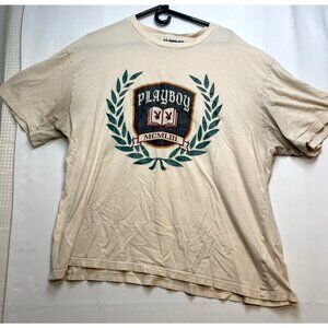 Playboy by PacSun shirt mens 2XL short sleeve beige ivory